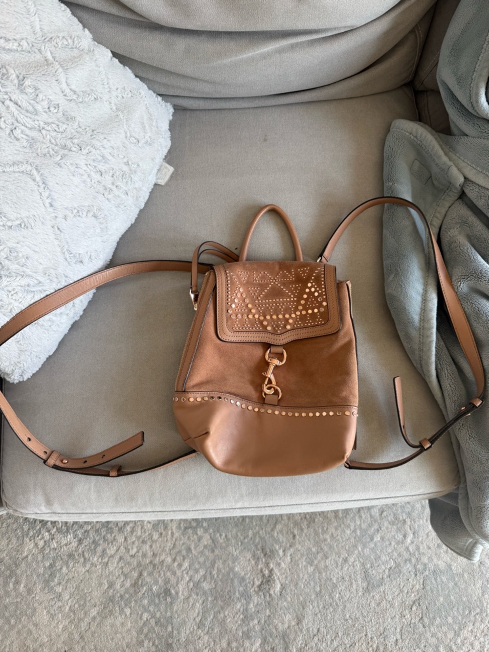 Rebecca Minkoff Tan Studded Leather Mini Backpack